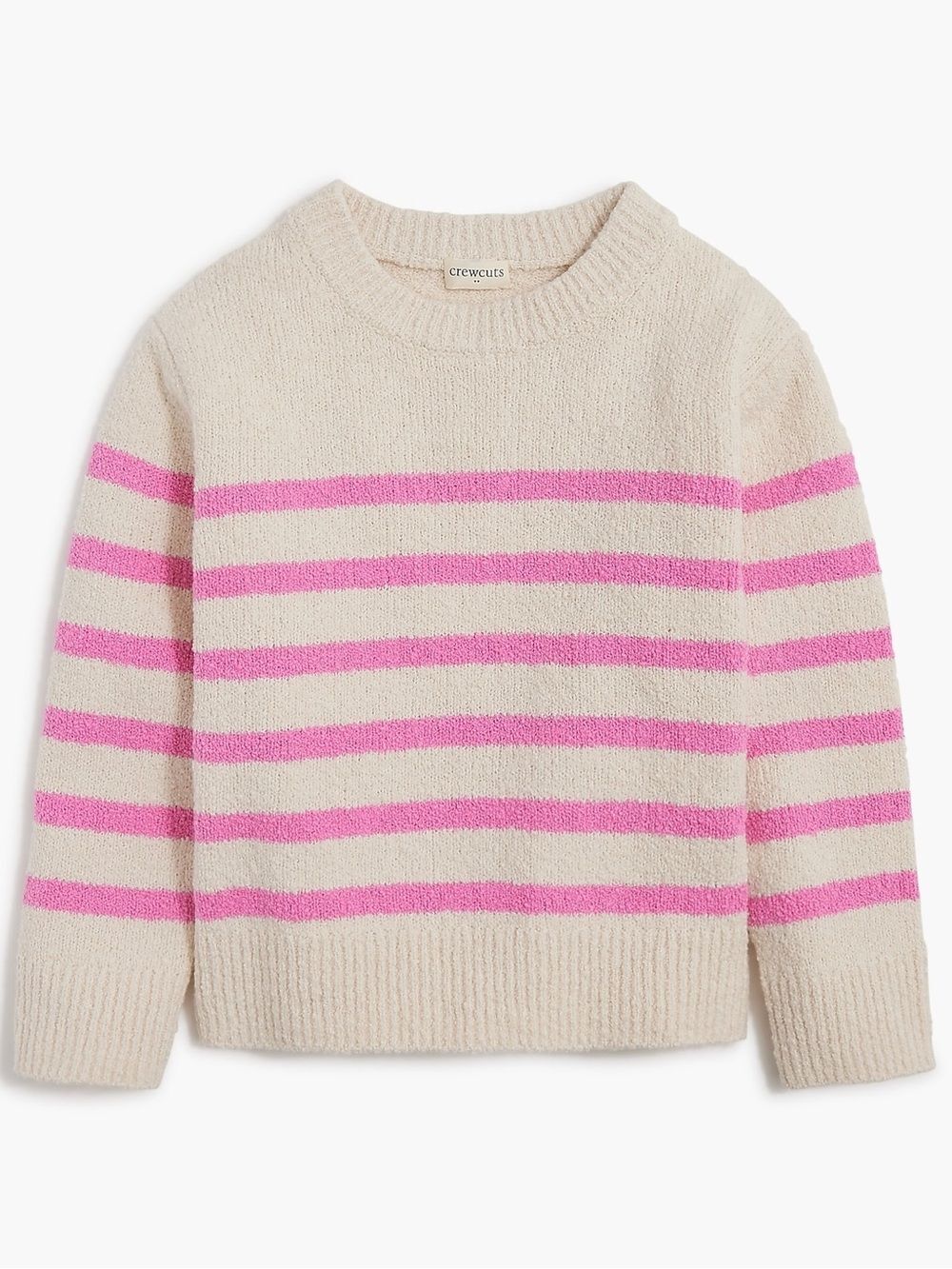Crewcuts Factory Girls Kids Long Sleeve Pink Striped Crewneck Sweater. 6-7. Smal